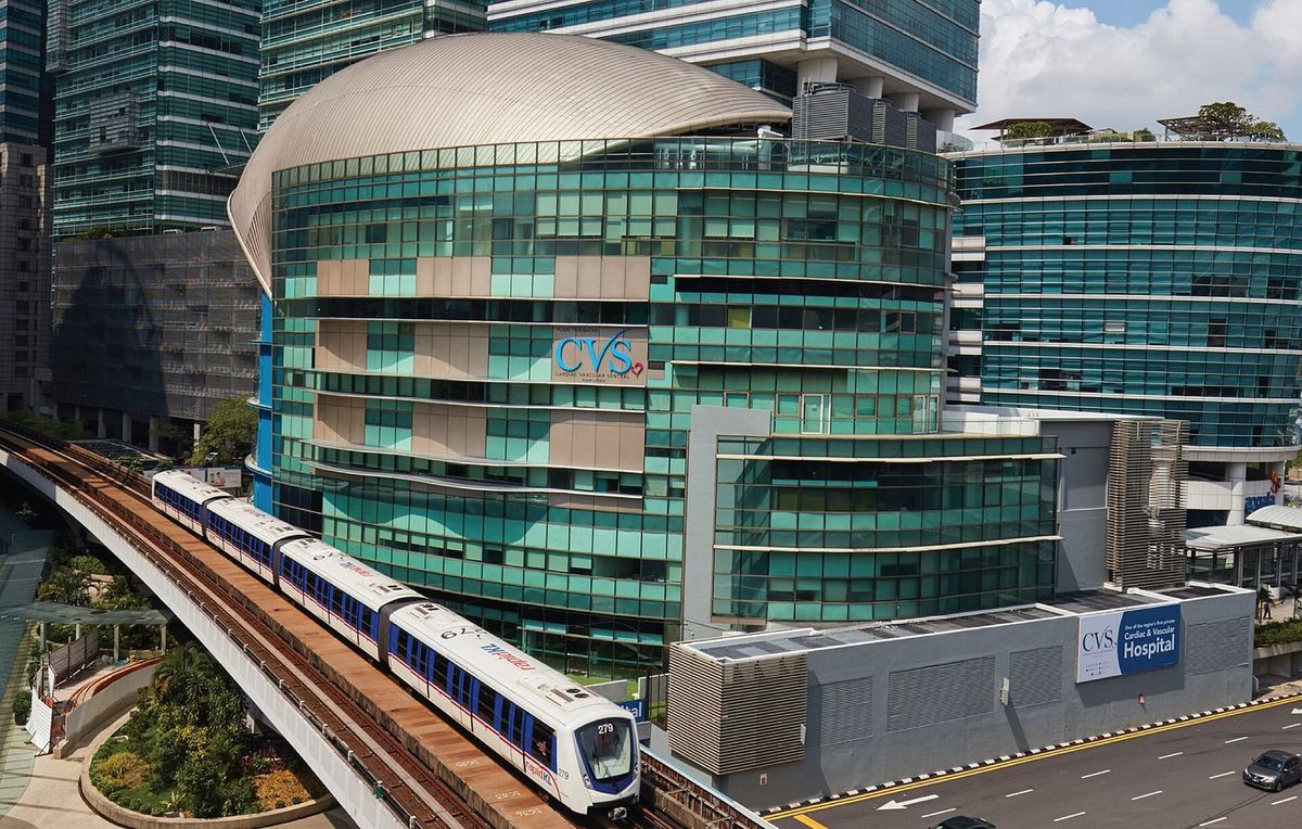 Cardiac Vascular Sentral Kuala Lumpur (CVSKL) hospital building beside the monorail at KL Sentral