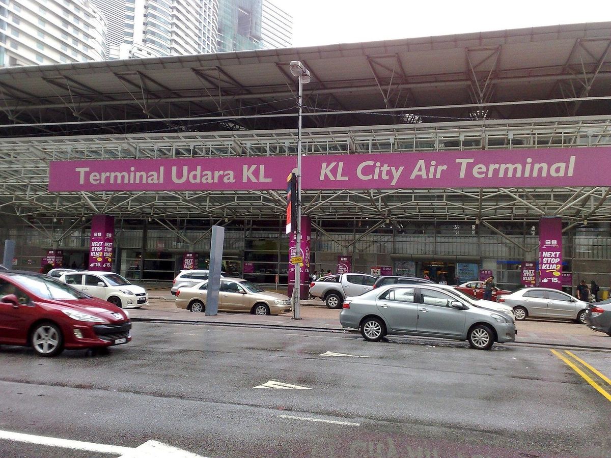 KL City Air Terminal entrance at KL Sentral, Kuala Lumpur, where Merchantrade has a departure-hall counter