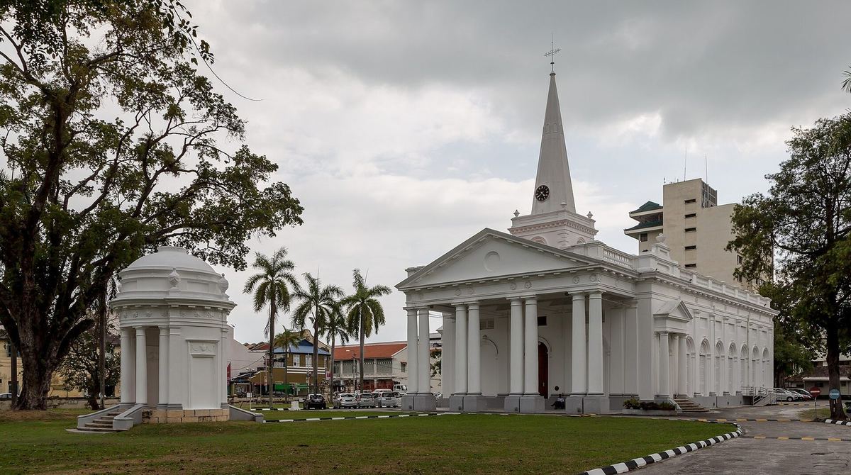 St George's Church and its memorial pavilion on Lebuh Farquhar, George Town, Penang