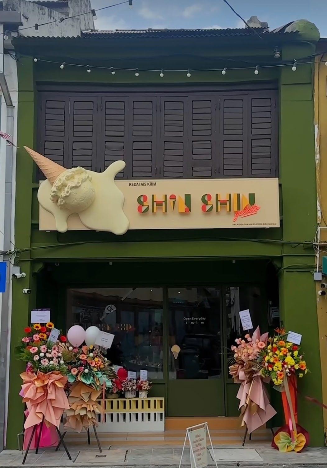 槟城乔治市 Love Lane 上 Shin Shin Gelato 的店屋门面