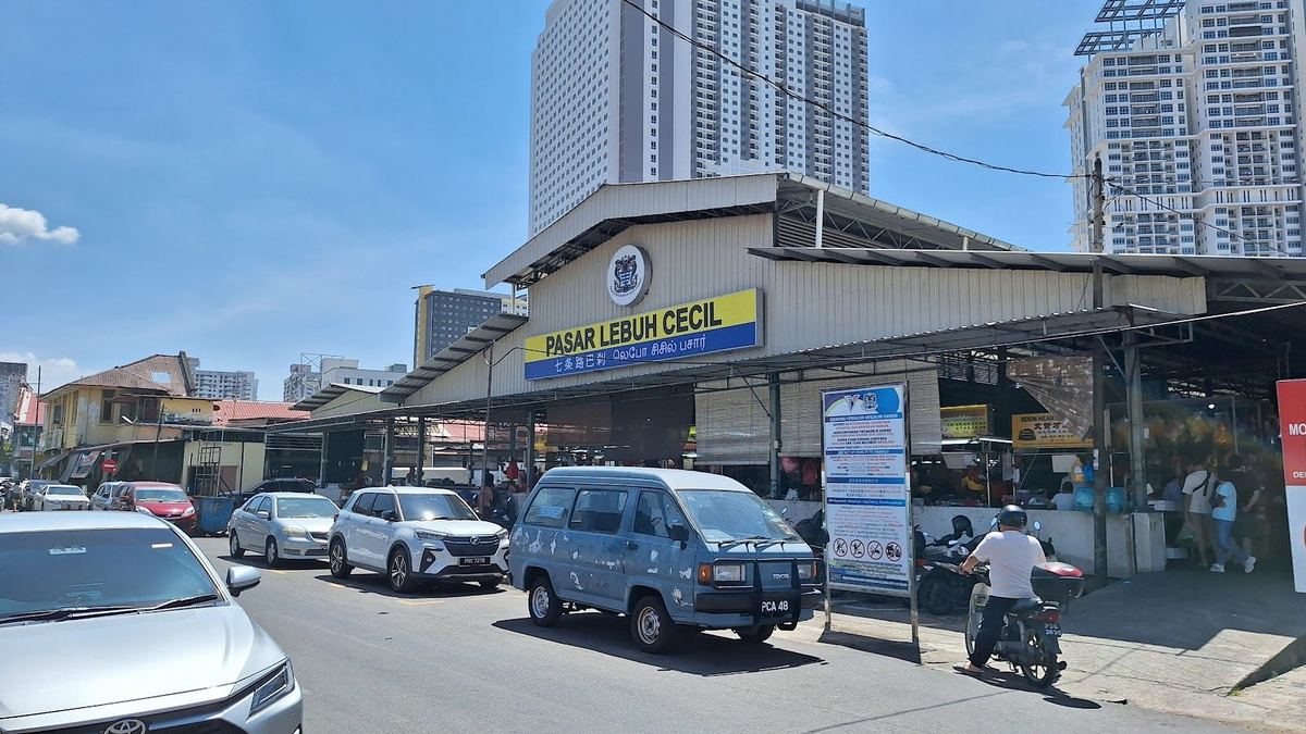 Gedung Pasar Lebuh Cecil, tempat Cecil Street Market Food Court, di Lebuh Cecil, George Town, Penang