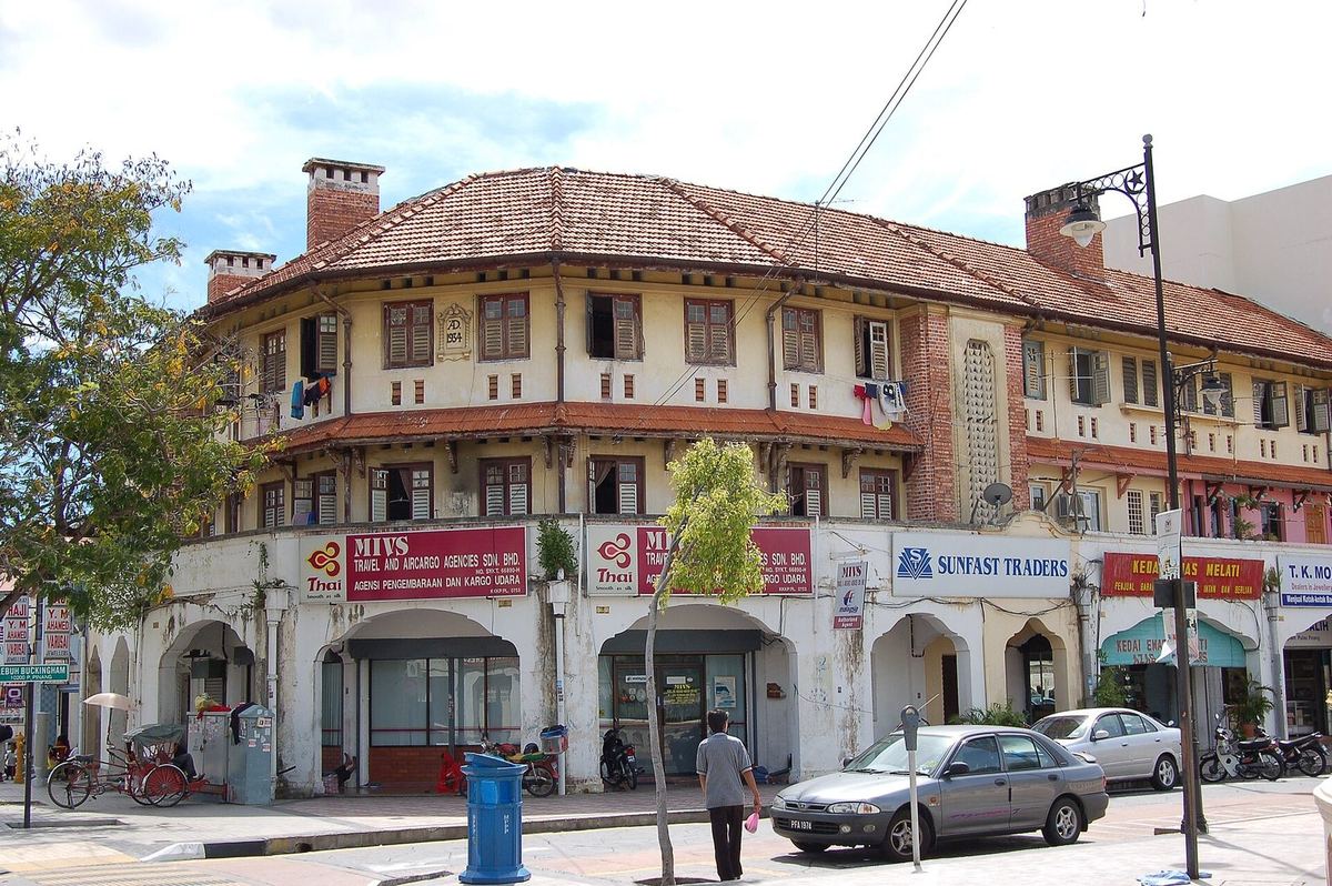 槟城乔治市 Lebuh Buckingham 上的历史店屋，123 Laundry 就在这条街上