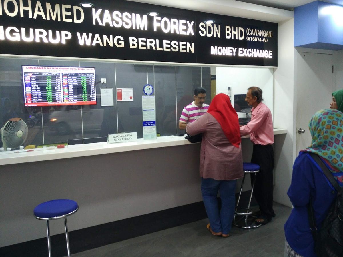 Counter of M. Mohamed Kassim Forex licensed money changer on Jalan Masjid Kapitan Keling, George Town, Penang