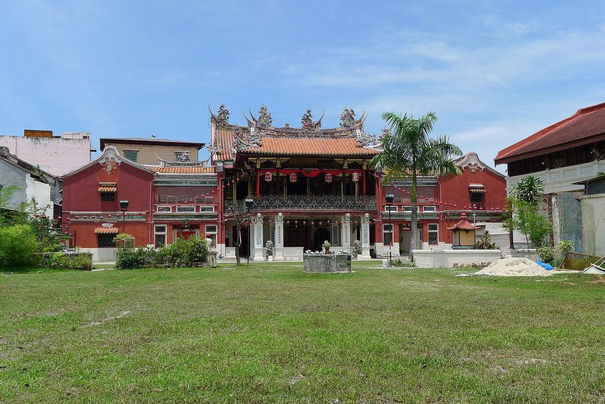 Seh Tek Tong Cheah Kongsi clan temple and its red-walled courtyard buildings, Lebuh Armenian, George Town, Penang