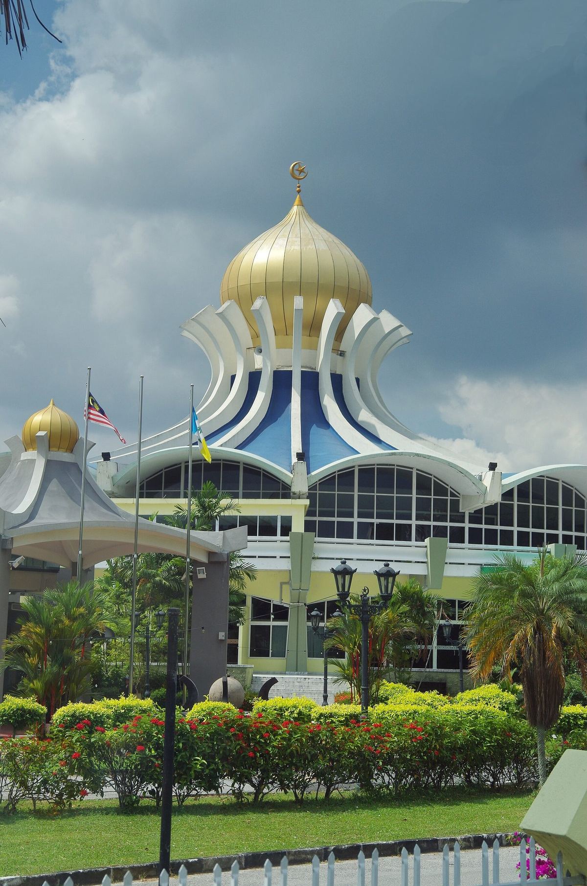 Golden dome and white ribbed roof of Masjid Negeri Pulau Pinang (Penang State Mosque), Air Itam, Penang