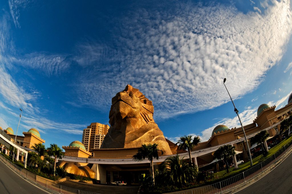The giant lion statue at the main entrance of Sunway Pyramid mall in Bandar Sunway, home to a Thai Odyssey outlet