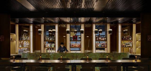 Bar counter and back bar at Cacao Mixology & Chocolate, Level 75, Park Hyatt Kuala Lumpur, Merdeka 118