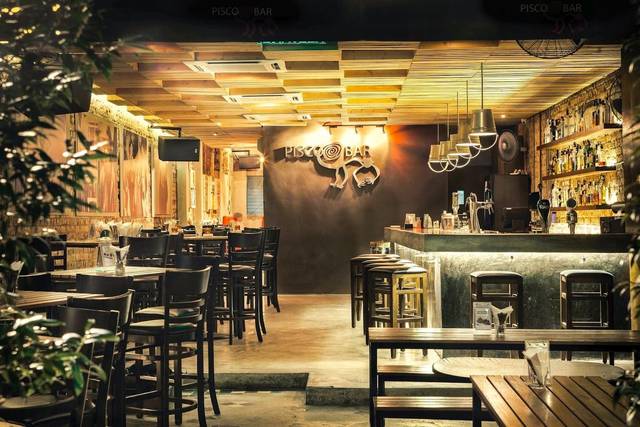 Wood-panelled interior and bar counter of Pisco Bar, Jalan Mesui, Bukit Bintang, Kuala Lumpur