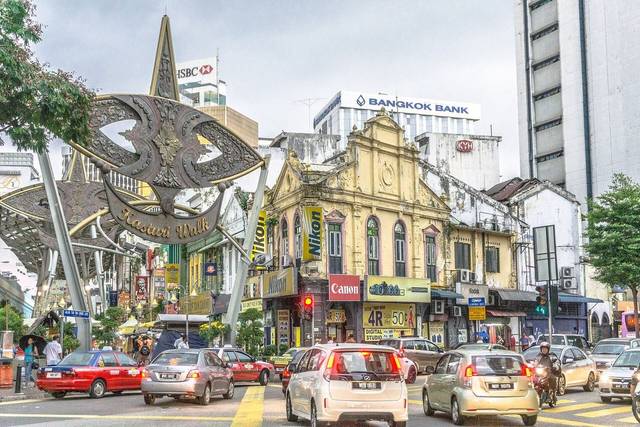 Wau kite-shaped entrance arch of Kasturi Walk beside Central Market, Kuala Lumpur