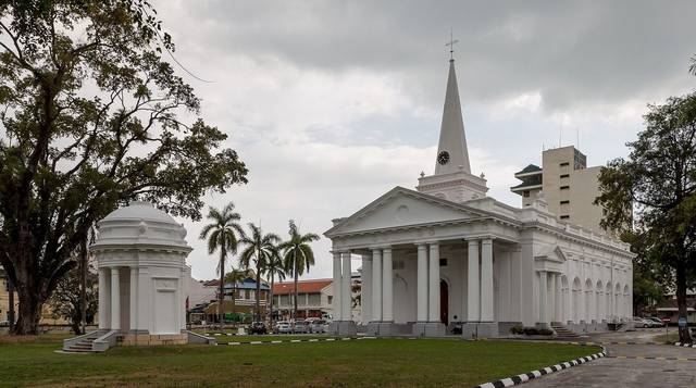 St George's Church and its memorial pavilion on Lebuh Farquhar, George Town, Penang